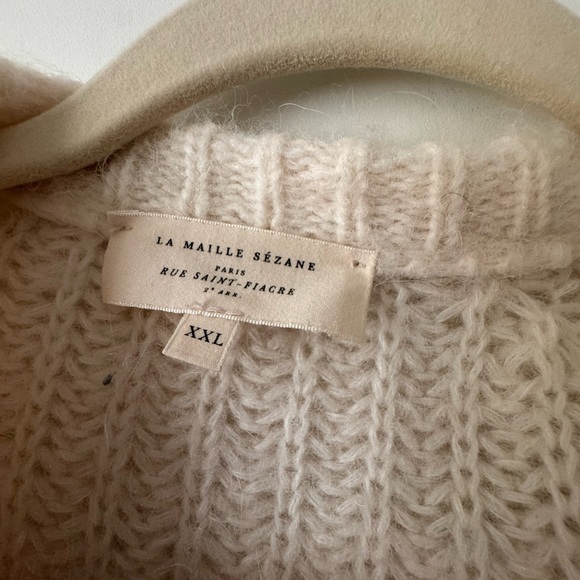 Sezane Cream Ribbed Chunky Button Cardigan - Picture 2 of 3